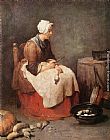 Jean Baptiste Simeon Chardin Famous Paintings - Girl Peeling Vegetables
